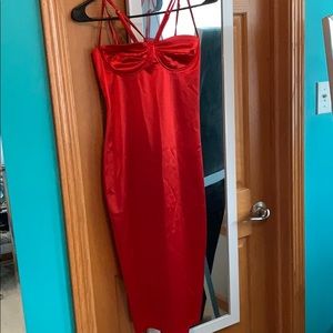 Polyester Cross Strap Red Dress